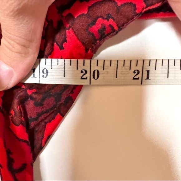 Vintage Floral Midi Dress Red Button Front 60s Sheath Elaine Terry Size Medium - Picture 10 of 13